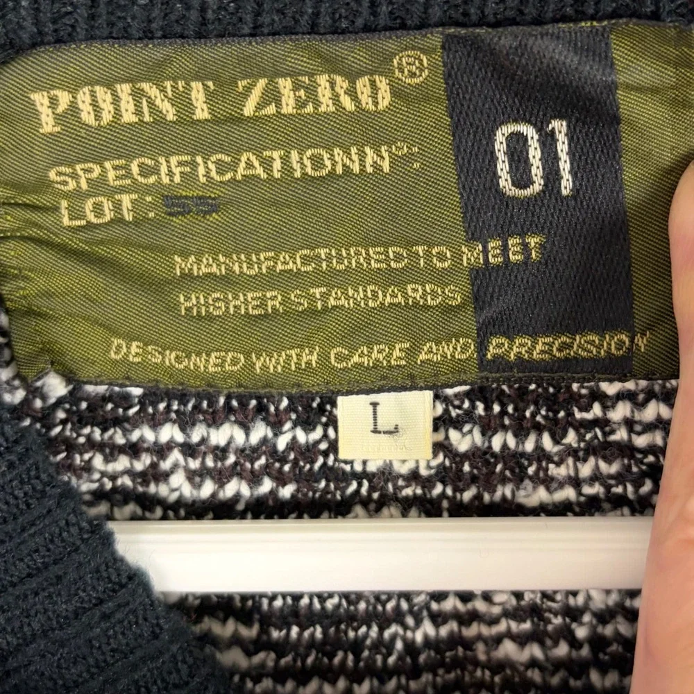 Vintage 90s Point Zero Sweater Men L Skater Geometric Abstract‎ Knit Grandpa